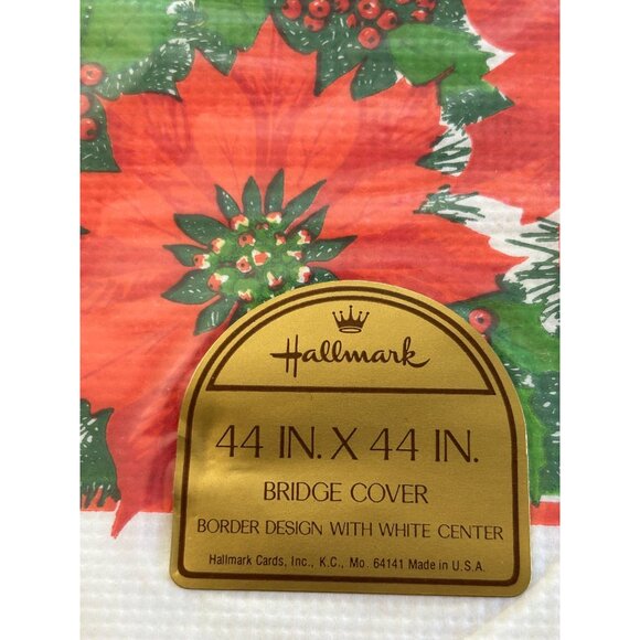 Set Of 2 Hallmark Christmas Bridge Covers 44" X 44" Holiday Tablecloths - Picture 7 of 7